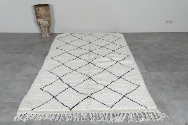 Beni ourain Moroccan rug 4.6 x 7.8 ft - Handmade wool carpet