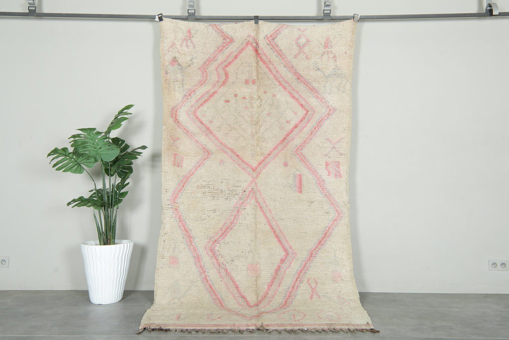Beige Moroccan azilal rug - 5 ft x 9 ft