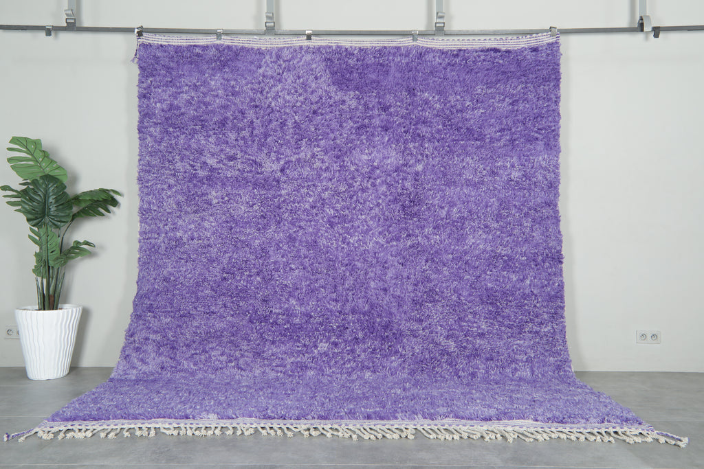 Moroccan purple shaggy area rug - Custom wool size
