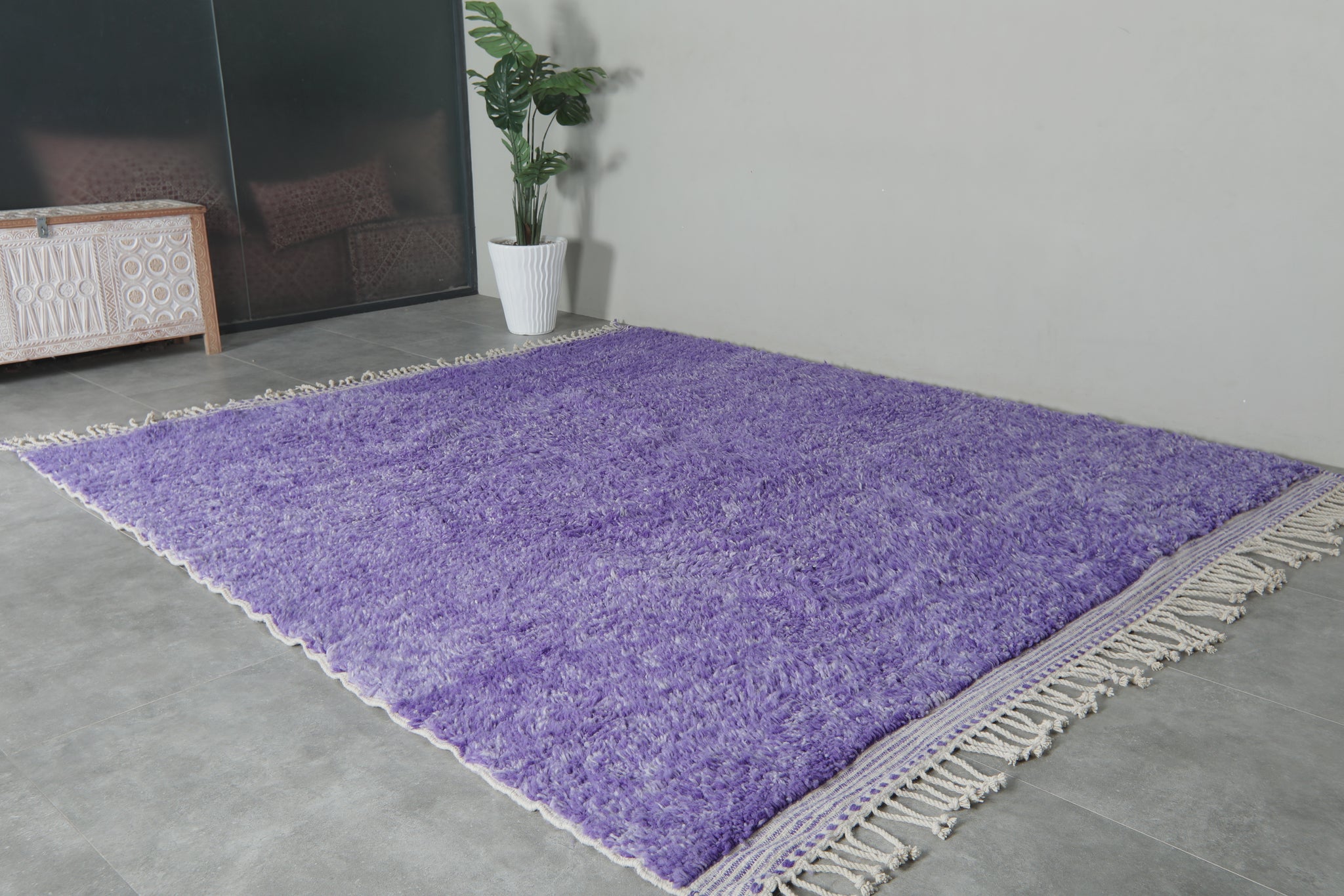 Saudi Rug Purple Moroccan purple shaggy area rug - Custom wool size – Beni ourain rug