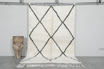 Wool Beni Ourain Rug 4.8 x 7.5 ft - Black Diamond Pattern