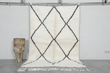 Wool Beni Ourain Rug 4.8 x 7.5 ft - Black Diamond Pattern