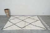 Wool Beni Ourain Rug 4.8 x 7.5 ft - Black Diamond Pattern