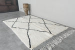 Wool Beni Ourain Rug 4.8 x 7.5 ft - Black Diamond Pattern
