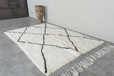Wool Beni Ourain Rug 4.8 x 7.5 ft - Black Diamond Pattern