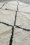 Wool Beni Ourain Rug 4.8 x 7.5 ft - Black Diamond Pattern