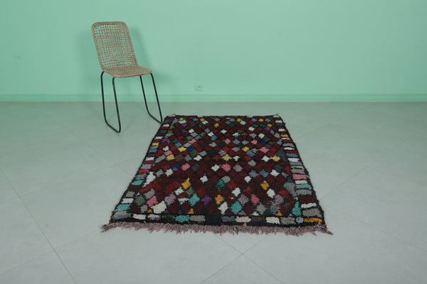 Vintage colorful handmade berber rug – 3.6 x 5.5 ft | Authentic Moroccan carpet