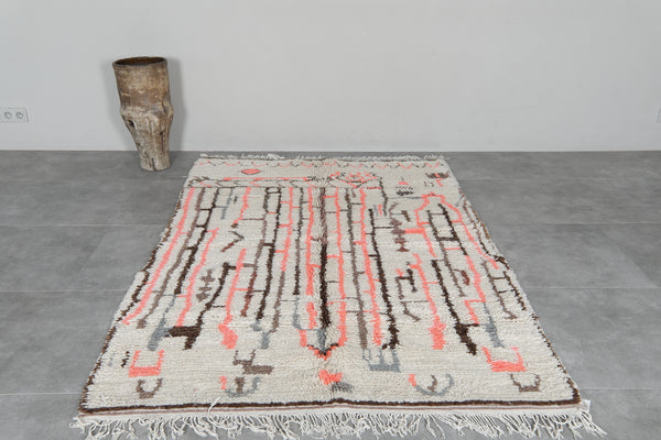 Colorful Moroccan Rug 5.1 x 7.2 Feet - Handwoven Berber Carpet with Abstract Tribal Design