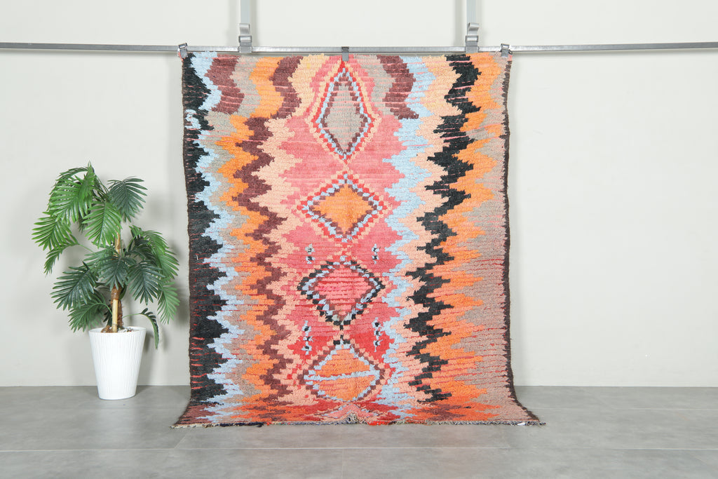 Multicolor Moroccan wool rug - 5.1 ft x 7 ft - Handmade carpet