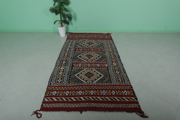 Moroccan rug – Vibrant tribal pattern wool carpet | 4.7 x 8.8 FT