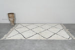 Handmade Beni Ourain Moroccan Rug 5.1 x 7.7 Feet - Cream with Black Diamond Pattern