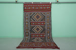 4.7 x 8.8 FT Moroccan Rug – Vibrant Tribal Pattern Wool Carpet