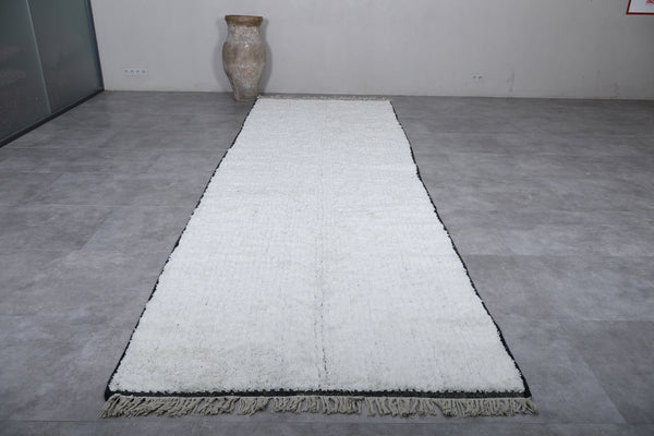 Custom handmade Moroccan runner rug - White wool rug