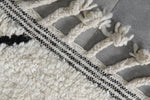 Handmade Beni Ourain Moroccan Rug 5.1 x 7.7 Feet - Cream with Black Diamond Pattern