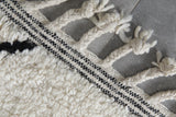 Handmade Beni Ourain Moroccan Rug 5.1 x 7.7 Feet - Cream with Black Diamond Pattern