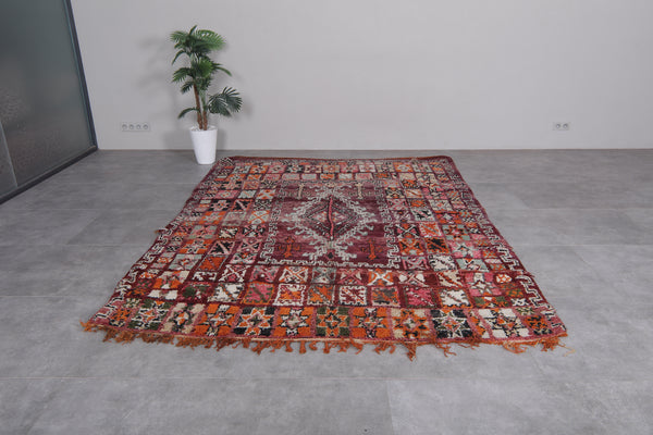 Colorful boujaad Moroccan rug - 6.8 x 9.4 Feet vintage handmade carpet