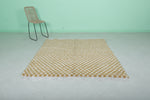 Handmade Moroccan Checkered Rug – 5.4 x 5.6 ft, Mustard & White