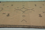 6.6 x 10.1 FT Moroccan Rug - Beige with Geometric Tribal Symbols