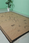 6.6 x 10.1 FT Moroccan Rug - Beige with Geometric Tribal Symbols