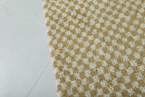 Handmade Moroccan Checkered Rug – 5.4 x 5.6 ft, Mustard & White