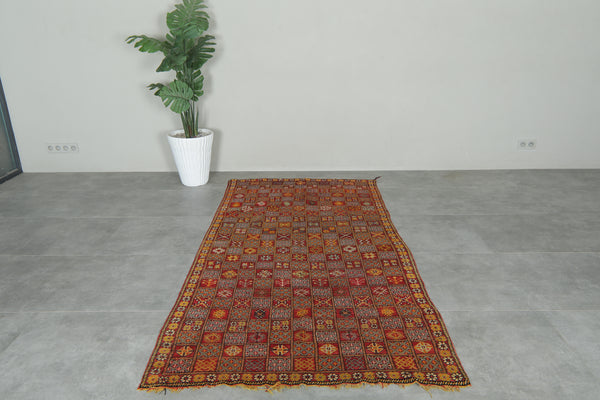 Handmade vintage Moroccan geometric rug - 4.2 ft x 8.3 ft