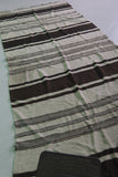 Handwoven Long Moroccan Rug - 4.3 FT X 11 FT - Black & Beige Striped Runner