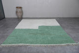 Modern Moroccan Rug 8.5 x 10.2 Ft in Green and Cream Block Design | Contemporary Decor