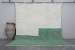 Modern Moroccan Rug 8.5 x 10.2 Ft in Green and Cream Block Design | Contemporary Decor