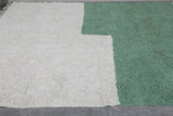 Modern Moroccan Rug 8.5 x 10.2 Ft in Green and Cream Block Design | Contemporary Decor