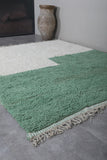 Modern Moroccan Rug 8.5 x 10.2 Ft in Green and Cream Block Design | Contemporary Decor