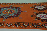 Handmade Moroccan Berber Rug 4.1 X 11.4 Feet - Vibrant Orange Medallion Design