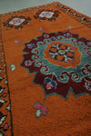 Handmade Moroccan Berber Rug 4.1 X 11.4 Feet - Vibrant Orange Medallion Design