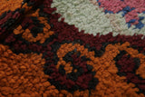 Handmade Moroccan Berber Rug 4.1 X 11.4 Feet - Vibrant Orange Medallion Design