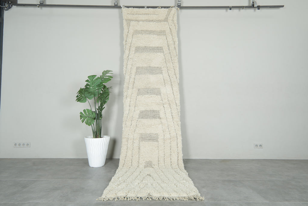 Moroccan runner rug in cream & gray - Custom size