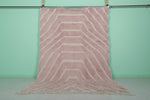 7.3 x 10.6 ft Moroccan Pink Wool Rug - Chevron Pattern for Modern Decor