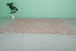 7.3 x 10.6 ft Moroccan Pink Wool Rug - Chevron Pattern for Modern Decor