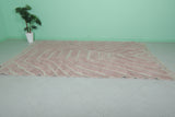 7.3 x 10.6 ft Moroccan Pink Wool Rug - Chevron Pattern for Modern Decor