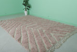 7.3 x 10.6 ft Moroccan Pink Wool Rug - Chevron Pattern for Modern Decor