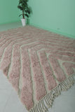 7.3 x 10.6 ft Moroccan Pink Wool Rug - Chevron Pattern for Modern Decor