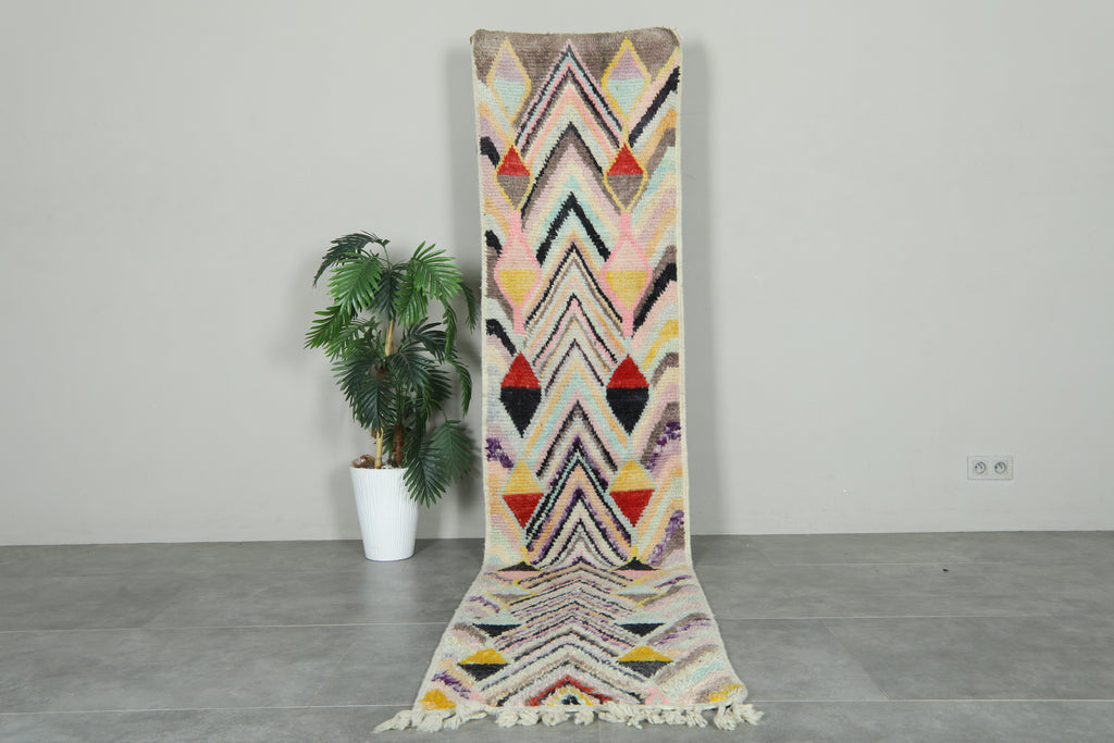 Geometric Moroccan runner rug - 2.1 ft x 10.1 ft - Multicolor handmade carpet