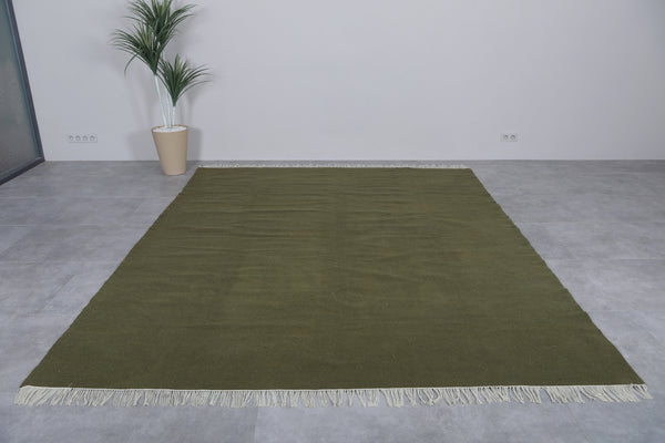 Flatwoven Moroccan rug - Custom olive green rug