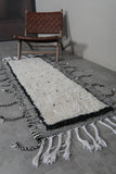 2.2 x 5.9 FT Moroccan Runner Rug – Black and White Minimalist Design