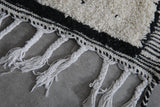 2.2 x 5.9 FT Moroccan Runner Rug – Black and White Minimalist Design