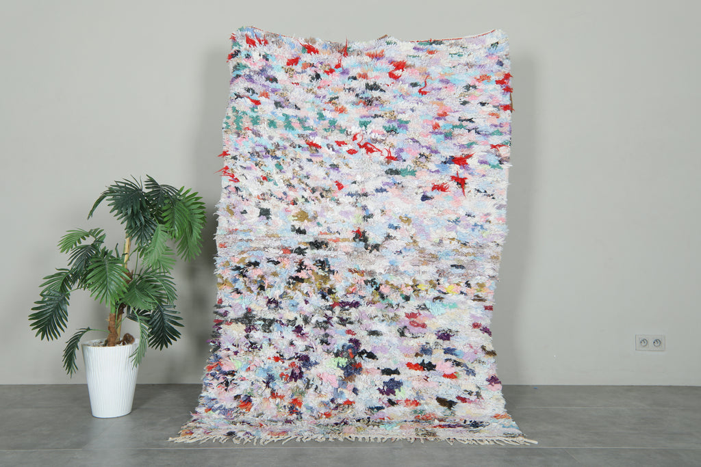 Boucherouite Moroccan rug - 4.3 ft x 6.5 ft - Multicolor wool carpet