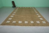 Handmade Moroccan Beni Ourain Rug – 8.8 x 12.8 FT, Earthy Brown with Ivory Geometric Border