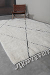 6 x 9 FT Moroccan Wool Rug - Handwoven with Black Diamond Pattern