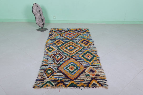 Gorgeous 3 FT X 6.5 FT Moroccan boucherouite rug | Colorful handwoven art