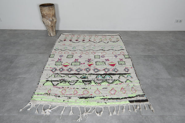Moroccan wool rug 4.6 x 6.4 Feet - Handmade berber carpet with vibrant geometric and tribal designs