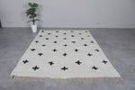 Handwoven Moroccan Wool Rug with Black Cross Patterns - Custom Sizes