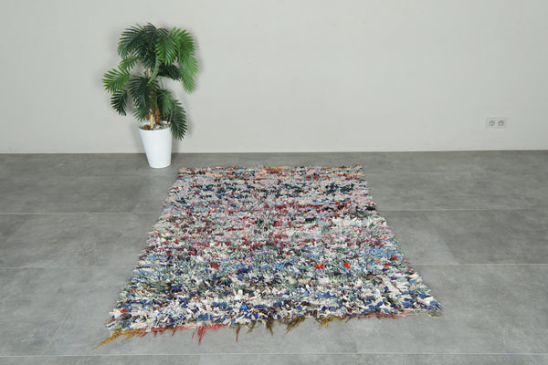 Multicolor Moroccan boucherouite rug - 4.3 ft x 5.6 ft - Vibrant handwoven shag